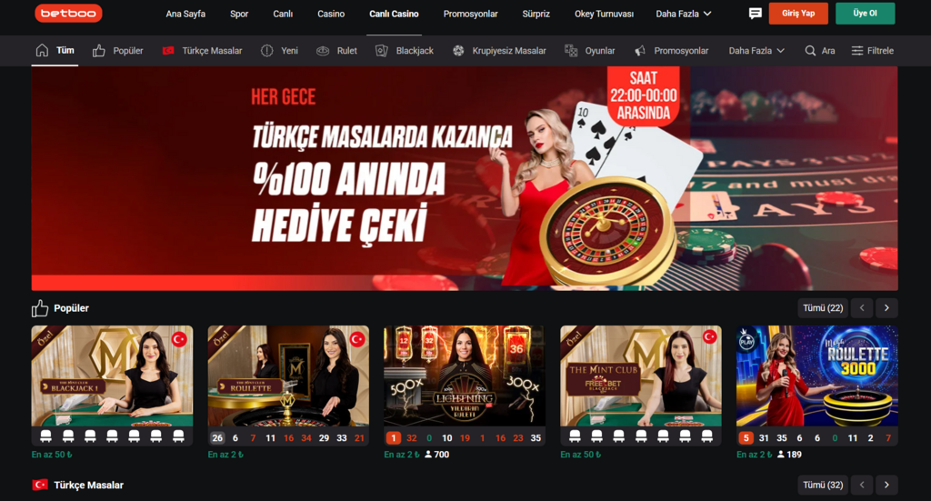 canlı casino seçenekleri