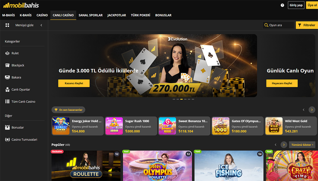 mobilbahis canlı casino oyunları